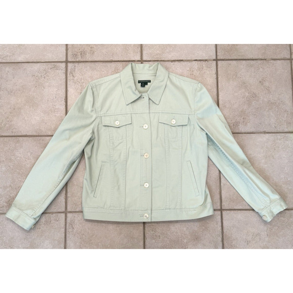 Ralph Lauren Jeans Co. Light Green Jean Jacket Women's Sz. Large - Button Up - Picture 5 of 10